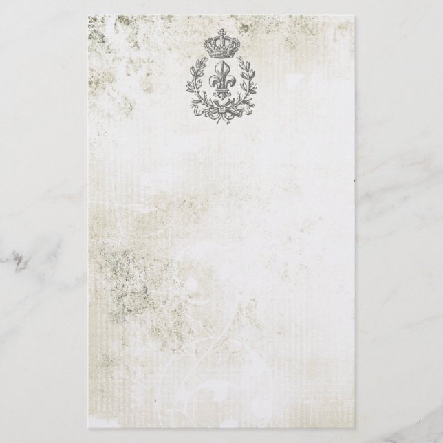 Vintage Fleur de Lis and Crown-notepad Stationery (Front)