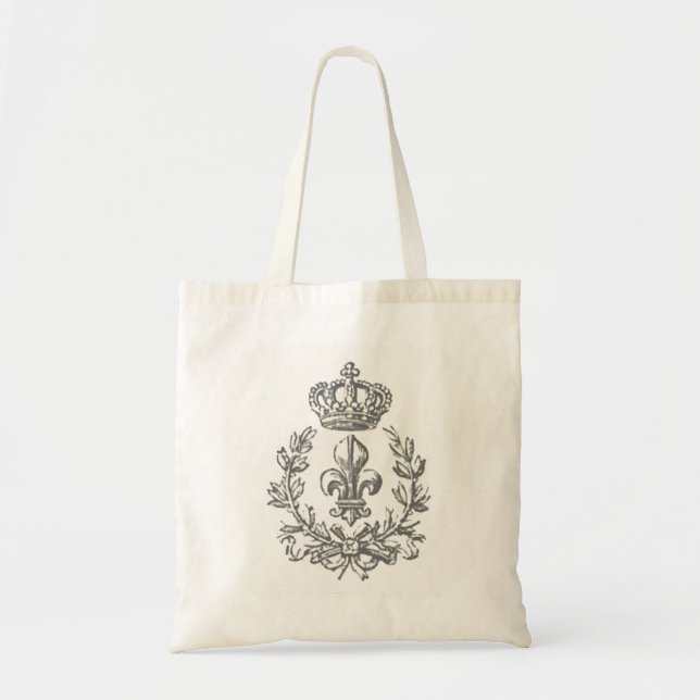 Vintage Fleur de Lis and Crown-tote bag (Front)