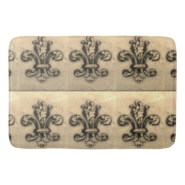 Vintage Fleur de Lis French Inspired Bath Rug (Front)