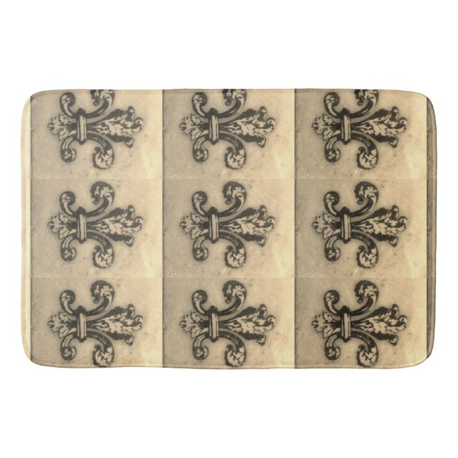 Vintage Fleur de Lis French Inspired Bath Rug (Front)