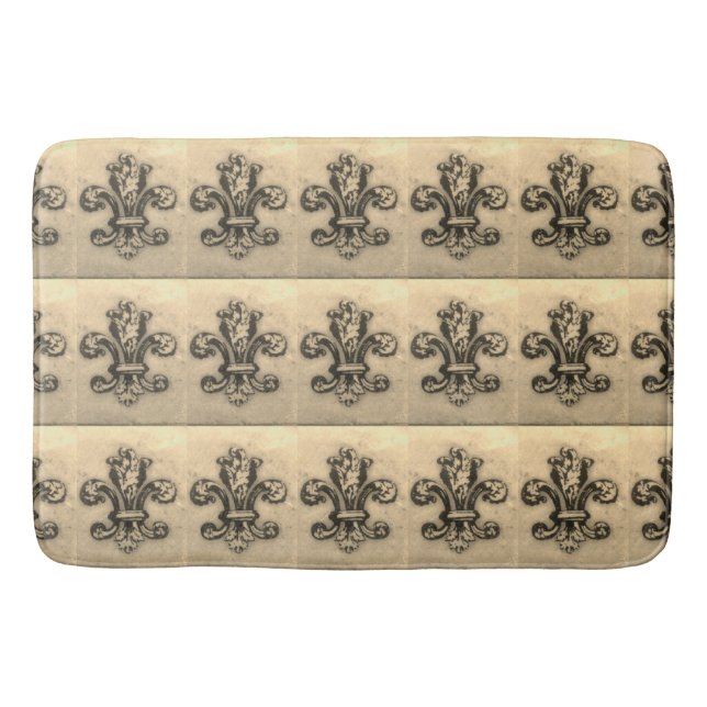 Vintage Fleur de Lis French Inspired Bath Rug (Front)