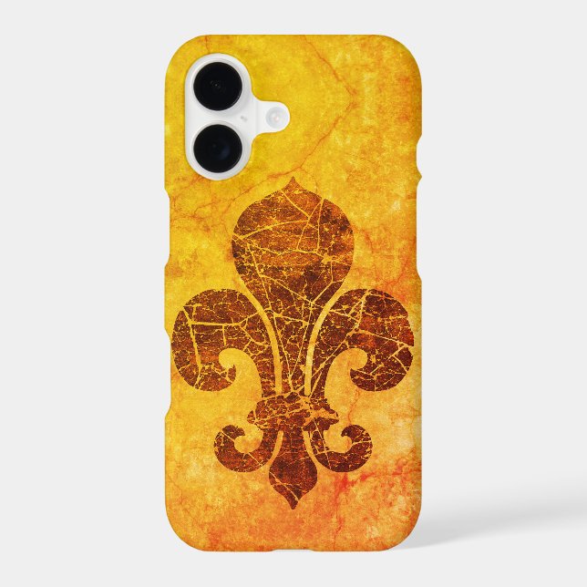 Vintage Fleur De Lis Golden iPhone 14 Case (Back)