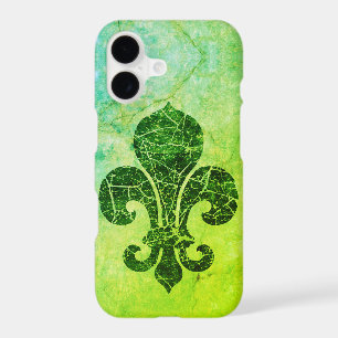 Vintage Fleur De Lis Green iPhone 14 Case