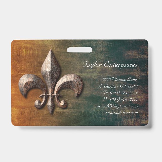 Vintage Fleur de lis Logo ID Badge (Front)