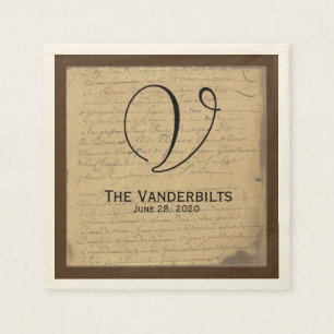 Vintage Fleur de Lis Love Letter Wedding Napkins