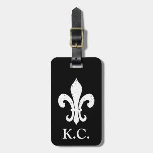 Vintage fleur de lis monogram travel luggage tag