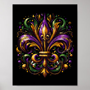 Vintage Fleur De Lis New Orleans Costume Outfit Ma Poster
