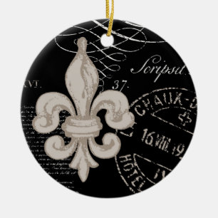 Vintage Fleur de Lis...ornament Ceramic Tree Decoration