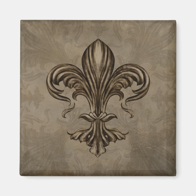 Vintage Fleur-de-lis Sepia Magnet (Front)