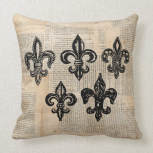 Vintage Fleur de Lis Symbols Fleur-de-lis Art Cushion