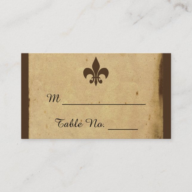 Vintage Fleur De Lis Wedding Place Cards (Front)