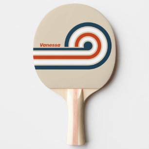 Vintage Flight Deck Curl Stripes with Name Ping Pong Paddle
