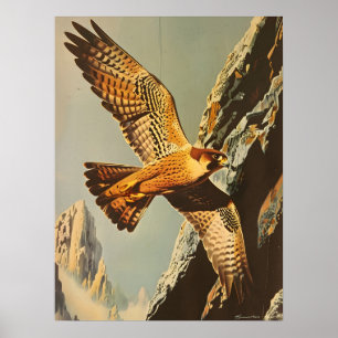 Vintage Flight of the Merlin Falcon Poster