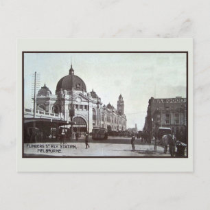 Vintage Flinders Street, station, Melbourne Postcard
