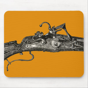 Vintage Flintlock Musket Rifle Gun Mousepad Yellow