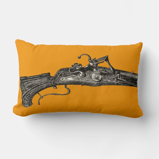 Vintage Flintlock Musket Rifle Gun Throw Pillow (Front)