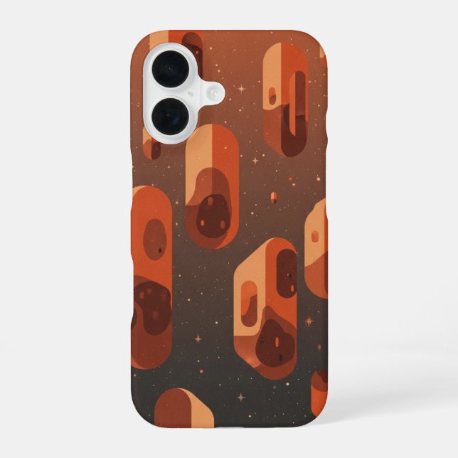Vintage Floating Asteroids iPhone 16 Case (Back)
