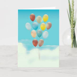 Vintage Floating Balloons Holiday Card