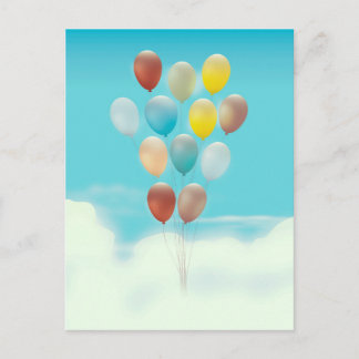 Vintage Floating Balloons Postcard
