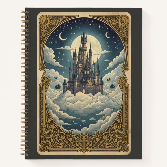 Vintage Floating Castle & Moonlight Citadel Notebook (Front)
