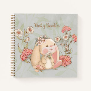 Vintage Floppy Bunny Floral Notebook