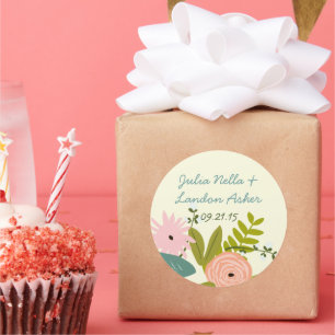 Vintage Flora and Fauna Wedding Sticker