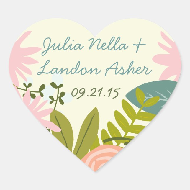 Vintage Flora and Fauna Wedding Sticker (Front)