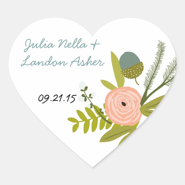Vintage Flora and Fauna Wedding Sticker (Front)