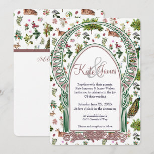 Vintage Flora & Fauna Wedding Invitation