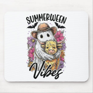 Vintage Flora Ghost Cow Pumskin Shirt Summerween V Mouse Mat