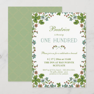 Vintage Floral 100th Birthday Invitation