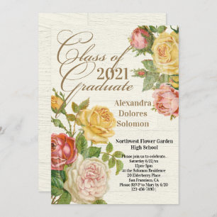 Vintage Floral 2021 Graduation Party Invitation