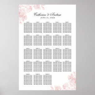 Vintage Floral 20 Table Wedding Seating Poster