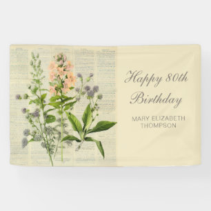 Vintage Floral 80th Birthday Banner