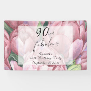 Vintage Floral 90th Birthday Party Banner