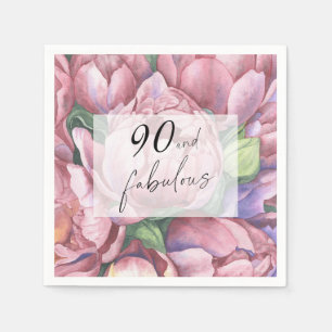 Vintage Floral 90th Birthday Party Napkin