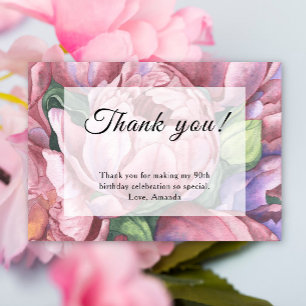 Vintage Floral 90th Birthday Party Thank You Card