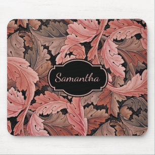 Vintage Floral Acanthus Pattern with Monogram Mouse Mat