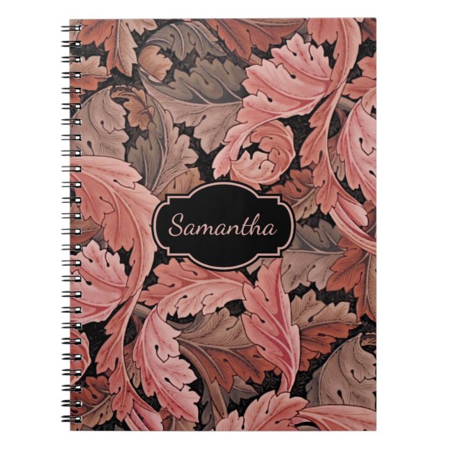 Vintage Floral Acanthus Pattern with Monogram Notebook (Front)