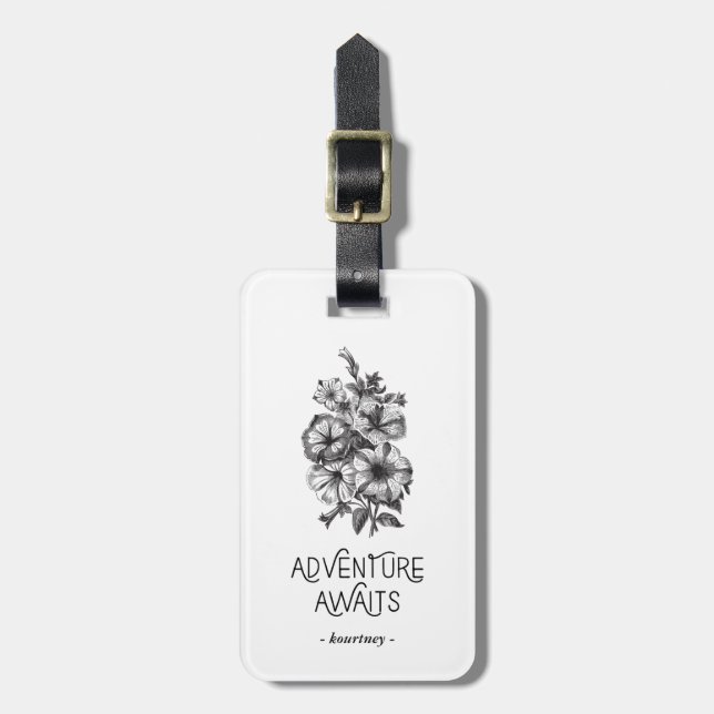 Vintage Floral | Adventure Awaits Luggage Tag (Front Vertical)