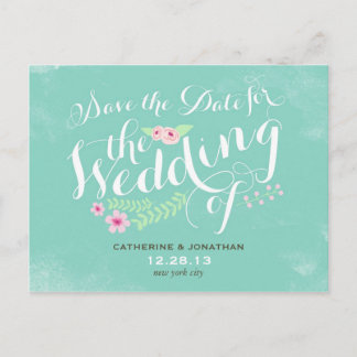 Vintage Floral Affair Save the Date Postcard