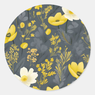 Vintage Floral Aged Wood Effect Classic Round Sticker