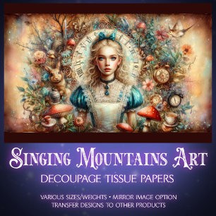 Vintage Floral Alice in Wonderland Steampunk Tissue Paper