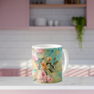 Vintage Floral and Butterfly Bouquet Coffee Mug
