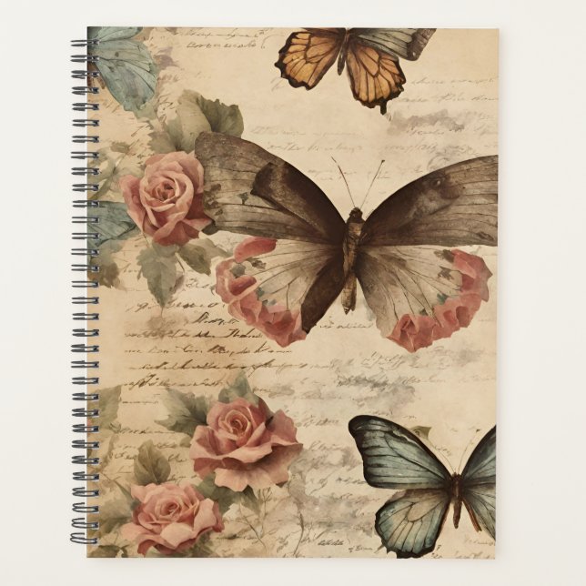 Vintage Floral and Butterfly  Planner (Front)