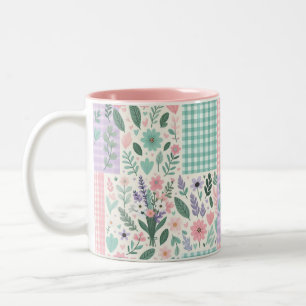 Vintage Floral and Checked Patterns Mug