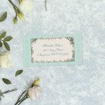Vintage Floral and Damask Personalised Label<br><div class="desc">Nostalgic image from antique greeting card featuring a blank label edged in gold filigree and forget-me-not border on pale ice teal embossed damask background. Matching note cards available.</div>