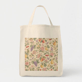 Vintage Floral and Fruit Pattern Tote Bag