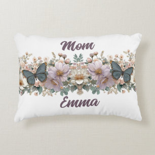 Vintage Floral and Green Butterfly for Mom Decorative Cushion