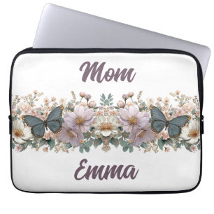 Vintage Floral and Green Butterfly for Mom Laptop Sleeve